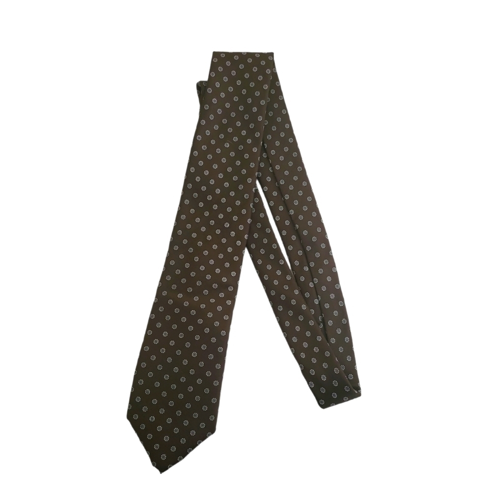 Hardy Amies Brown Silk Pinwheel Print Tie